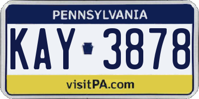 PA license plate KAY3878