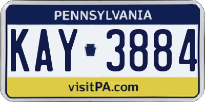 PA license plate KAY3884