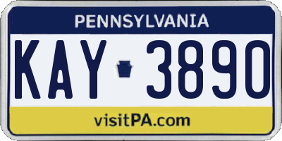 PA license plate KAY3890