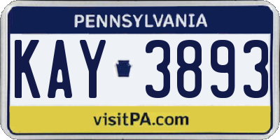 PA license plate KAY3893