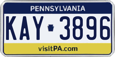 PA license plate KAY3896