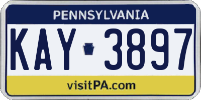 PA license plate KAY3897