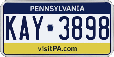 PA license plate KAY3898
