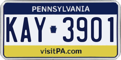 PA license plate KAY3901