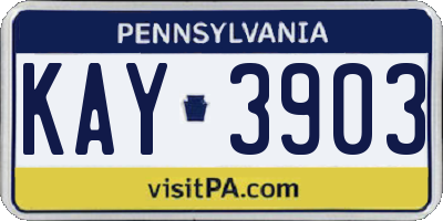 PA license plate KAY3903