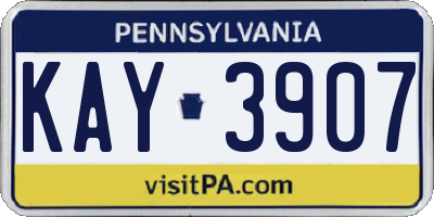 PA license plate KAY3907