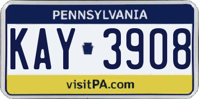 PA license plate KAY3908