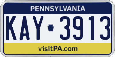 PA license plate KAY3913