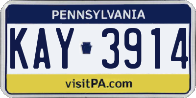 PA license plate KAY3914