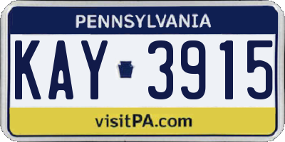 PA license plate KAY3915