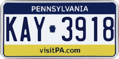 PA license plate KAY3918