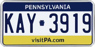PA license plate KAY3919