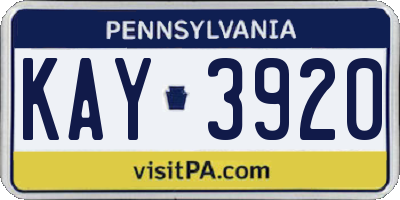 PA license plate KAY3920