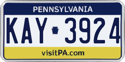 PA license plate KAY3924