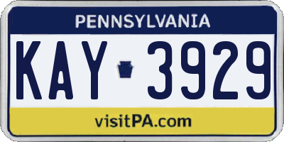 PA license plate KAY3929