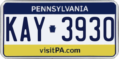 PA license plate KAY3930