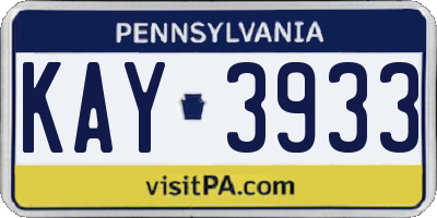 PA license plate KAY3933