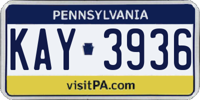 PA license plate KAY3936
