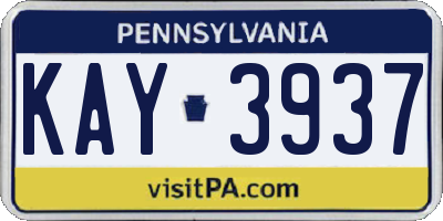PA license plate KAY3937