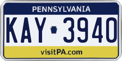 PA license plate KAY3940