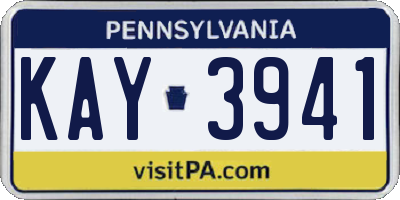 PA license plate KAY3941