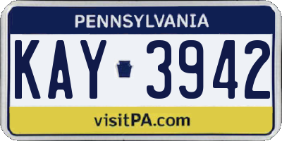 PA license plate KAY3942