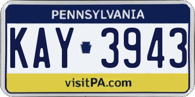 PA license plate KAY3943