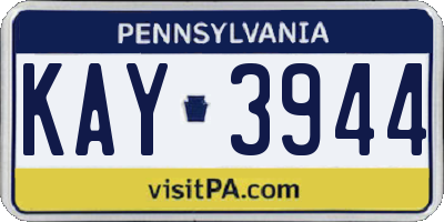 PA license plate KAY3944