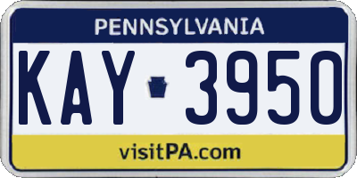 PA license plate KAY3950