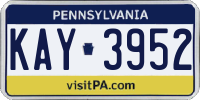 PA license plate KAY3952