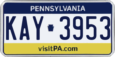 PA license plate KAY3953