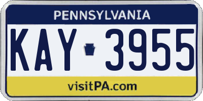 PA license plate KAY3955