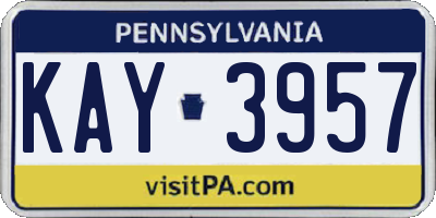 PA license plate KAY3957