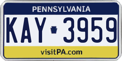 PA license plate KAY3959