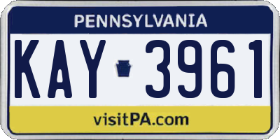 PA license plate KAY3961