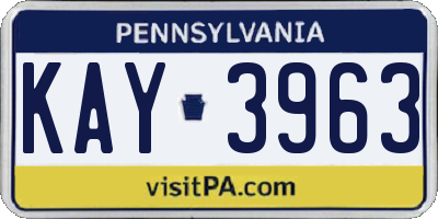 PA license plate KAY3963