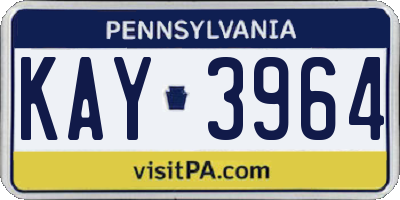 PA license plate KAY3964