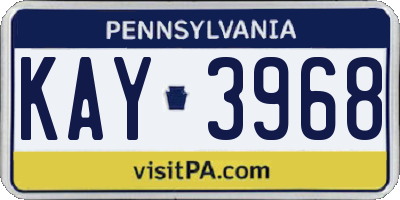 PA license plate KAY3968