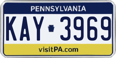 PA license plate KAY3969