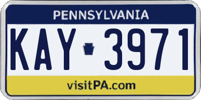 PA license plate KAY3971
