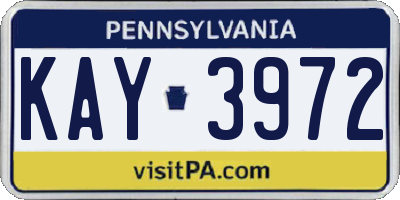 PA license plate KAY3972