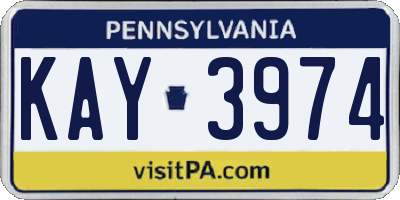 PA license plate KAY3974