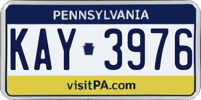 PA license plate KAY3976