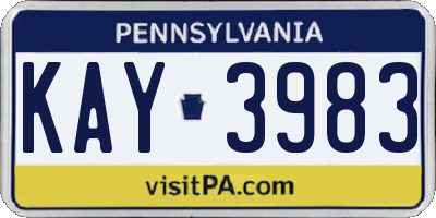 PA license plate KAY3983