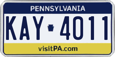 PA license plate KAY4011