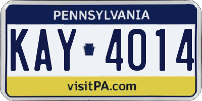 PA license plate KAY4014