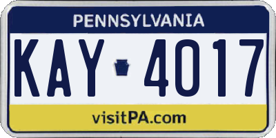 PA license plate KAY4017