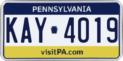 PA license plate KAY4019