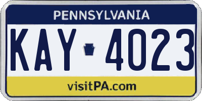 PA license plate KAY4023