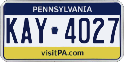 PA license plate KAY4027